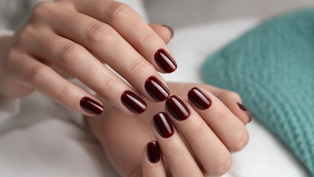 Oxblood gel Halloween nails Orlando — wearable wine shade
