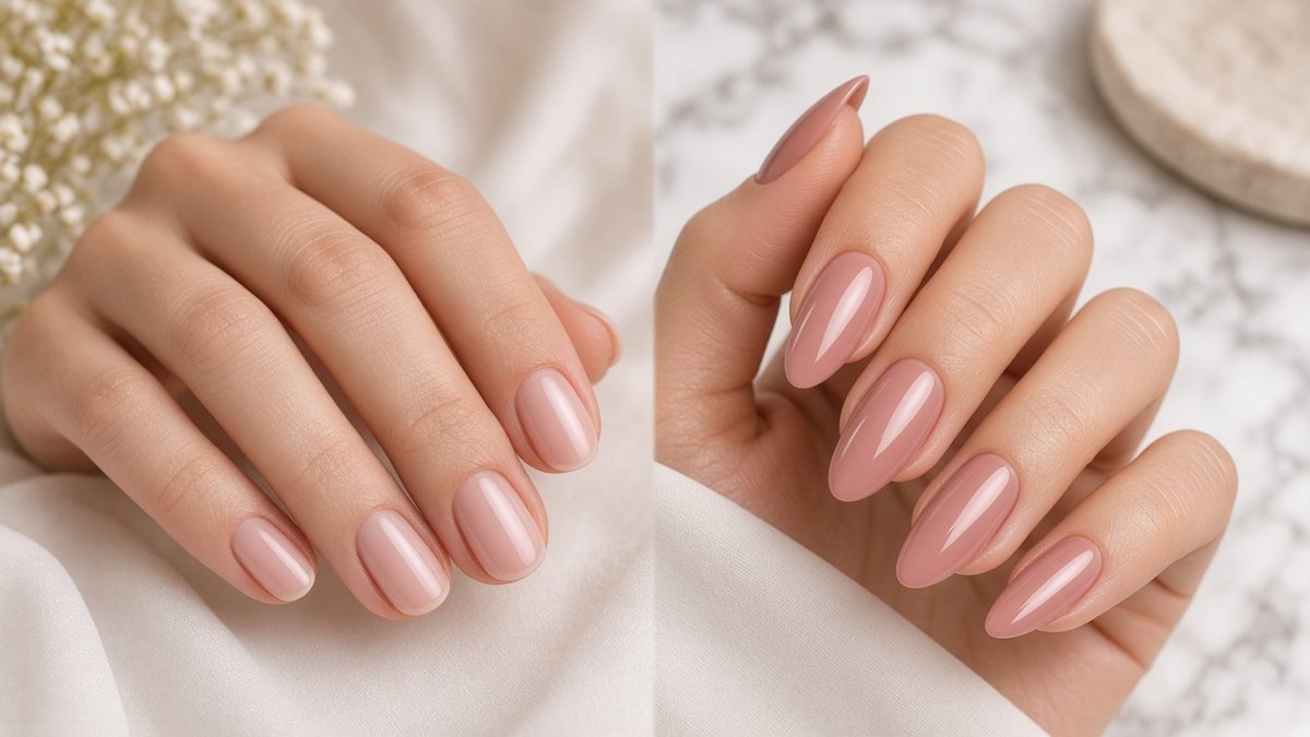 Soft gel and hard gel manicure comparison after Russian prep